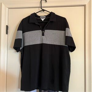Calvin Klein Liquid Cotton Polo Shirt Size XL Black & Gray